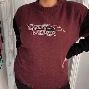 Vintage men’s lambs wool Harley, Davidson collared sweater
